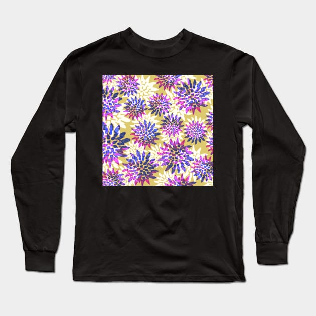 Magenta Marigold Fireworks - Digitally Illustrated Abstract Flower Pattern for Home Decor, Clothing Fabric, Curtains, Bedding, Pillows, Upholstery, Phone Cases and Stationary Long Sleeve T-Shirt by cherdoodles